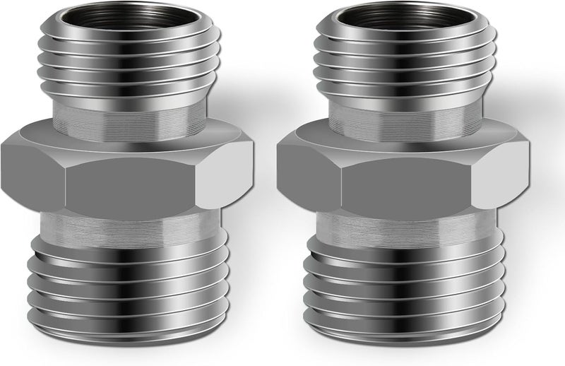 joytrace 2Pcs M14 to M16 Carbon Stee Fittings Adapters for Mini Excavator Hydraulic Hose Pipe Thread Connector Compatible with AGT、FF Industries、VICSEC、Miva、Machpro、TPM - Image 1